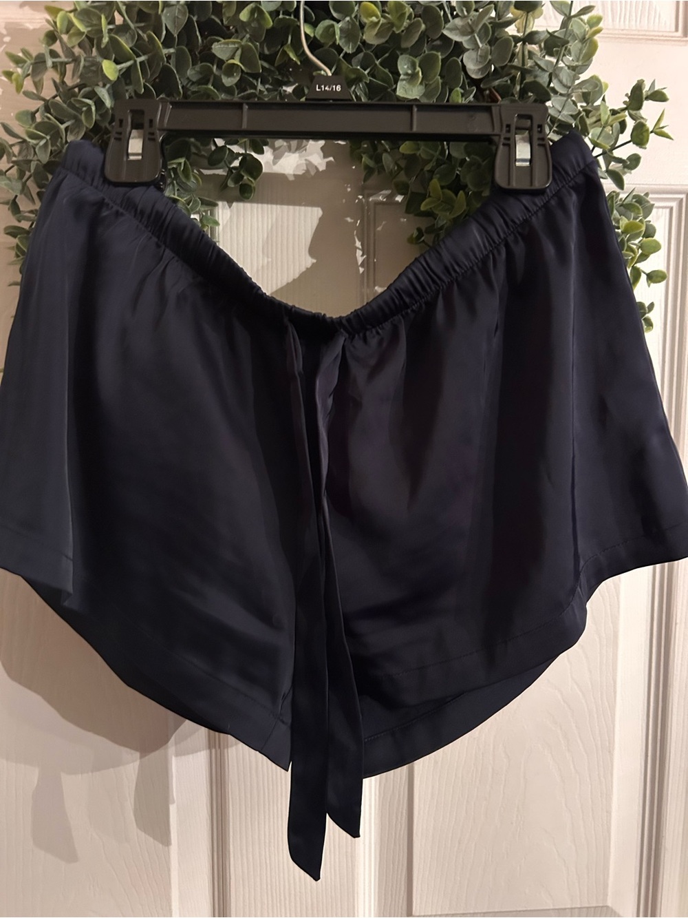 Brandy Melville Navy Satin Tie-Waist Shorts